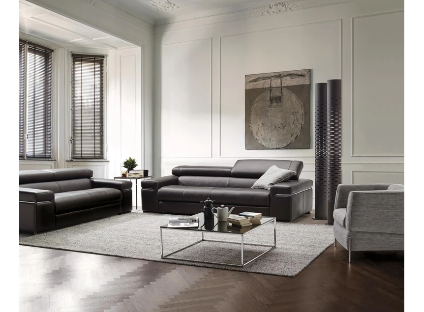 Sfeerfoto Salon canapé Avana 3-zit leder zwart Natuzzi Italia