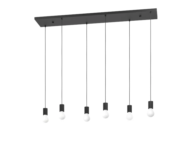 hanglamp 6 nogalte schwarz E27