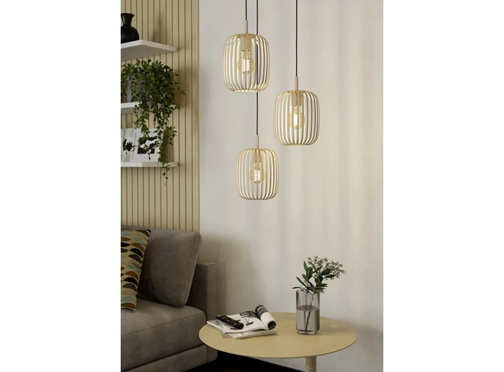 hanglamp 3 ROMAZZINA zandkleur sfeerfoto