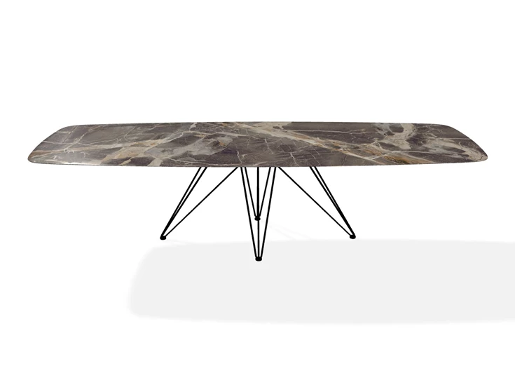 Front Eettafel Wire faux elyps bootvorm keramiek Caravaggio Joli