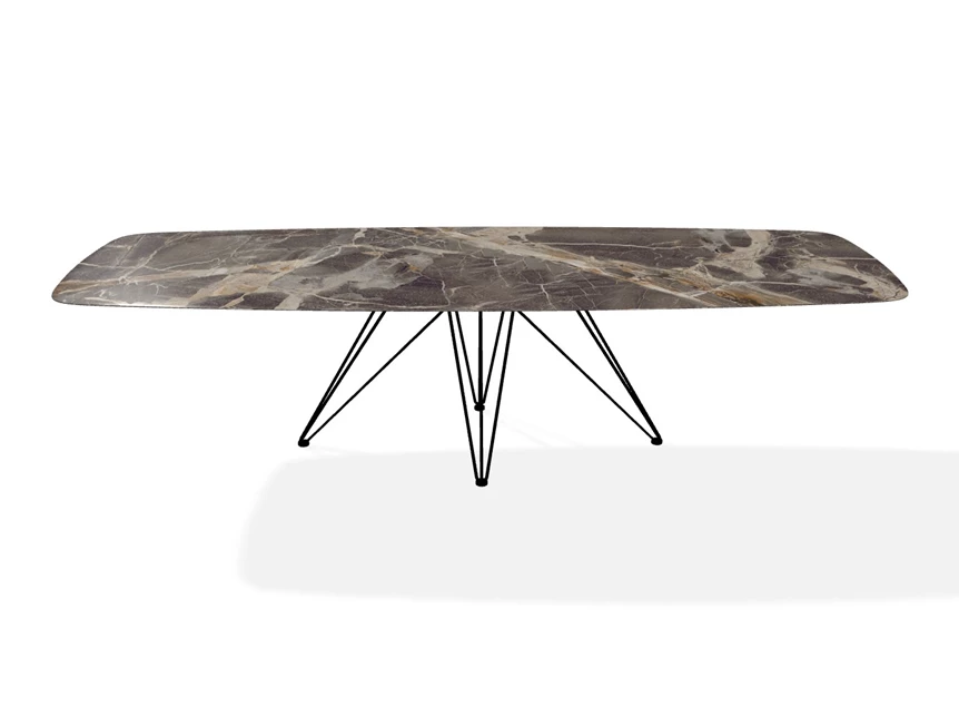 Front Eettafel Wire faux elyps bootvorm keramiek Caravaggio Joli