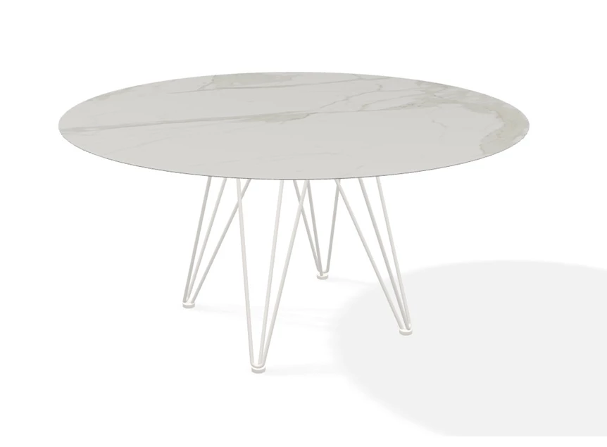 Tafel Wire Round rond keramiek Calacatta Naturale Joli