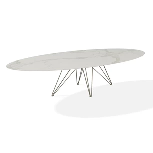 Eettafel Wire elyps ovaal keramiek Calacatta Naturale Joli