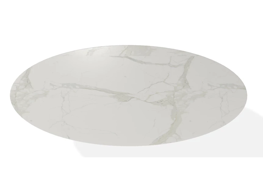 Bovenkant Eettafel Wire elyps ovaal keramiek Calacatta Naturale Joli