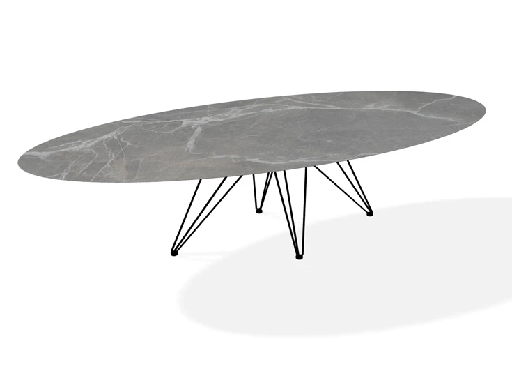 Eettafel Wire elyps ovaal keramiek Marble Marone Joli