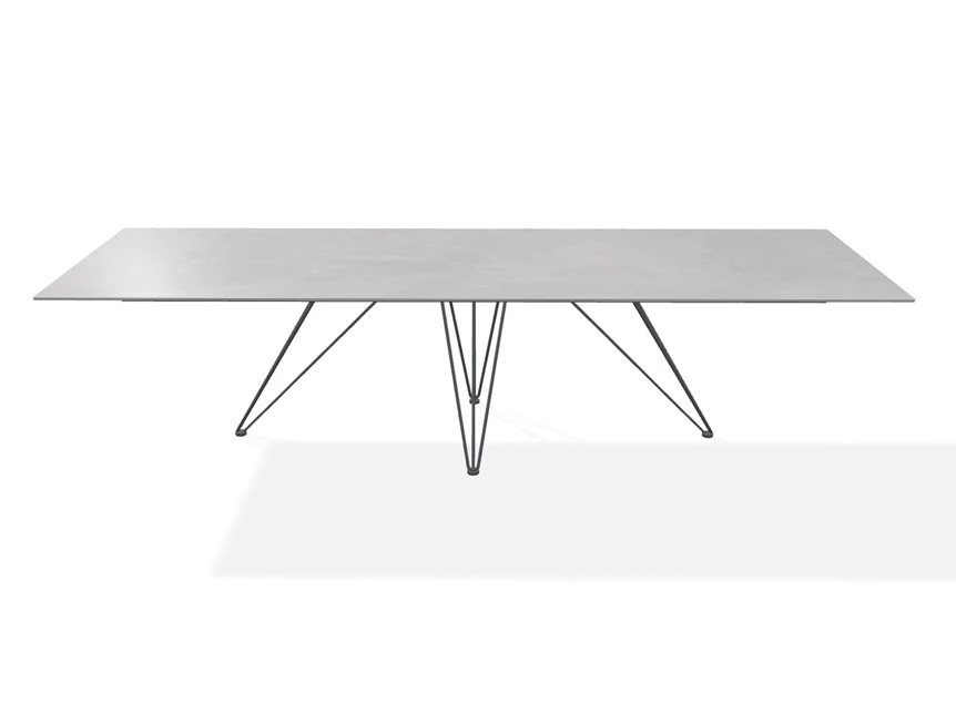 Front Eettafel Wire rectangular rechthoekig keramiek Charisma Grey Joli