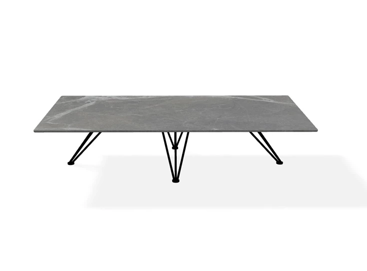 Front Salontafel Wire rectangular rechthoekig keramiek Marble Marone Joli