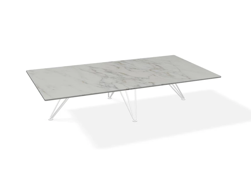 Salontafel Wire rectangular rechthoekig keramiek Bianco d'Oro Joli