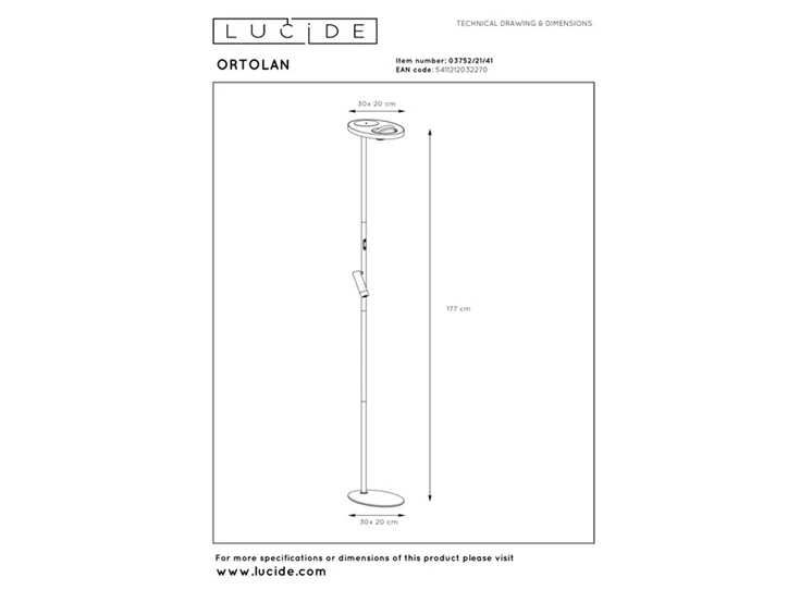 Ortolan vloerlamp led dimb, taupe 2700k/4000k afmeting