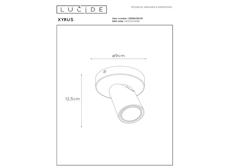 Xyrus plafondspot led dim to warm 2200k/3000k wit