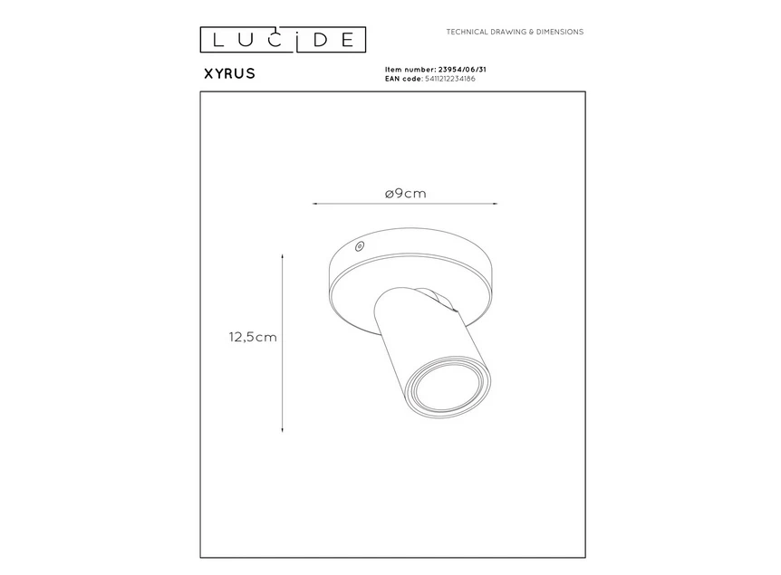 Xyrus plafondspot led dim to warm 2200k/3000k wit