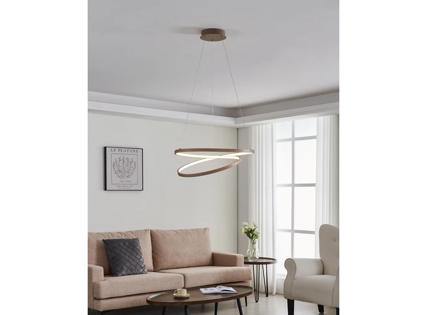 LED-hanglamp RUOTALE zandkleur sfeerfoto