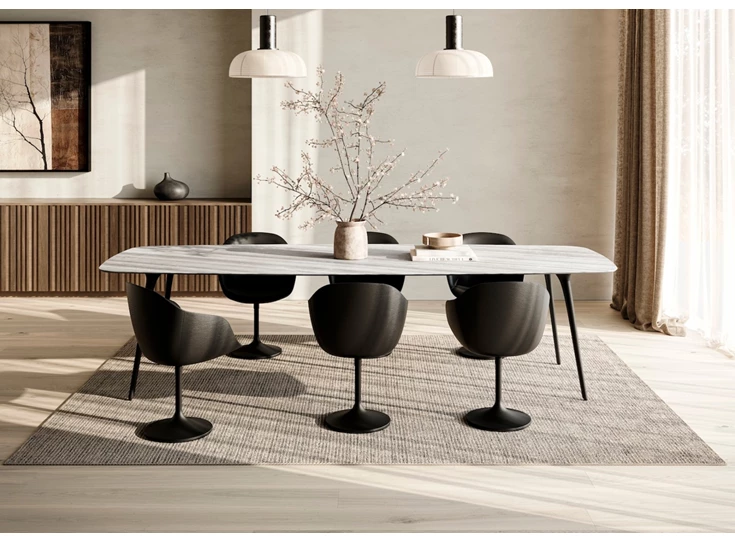 Eettafel Tendo faux elyps bootvorm keramiek Charisma Grey Joli