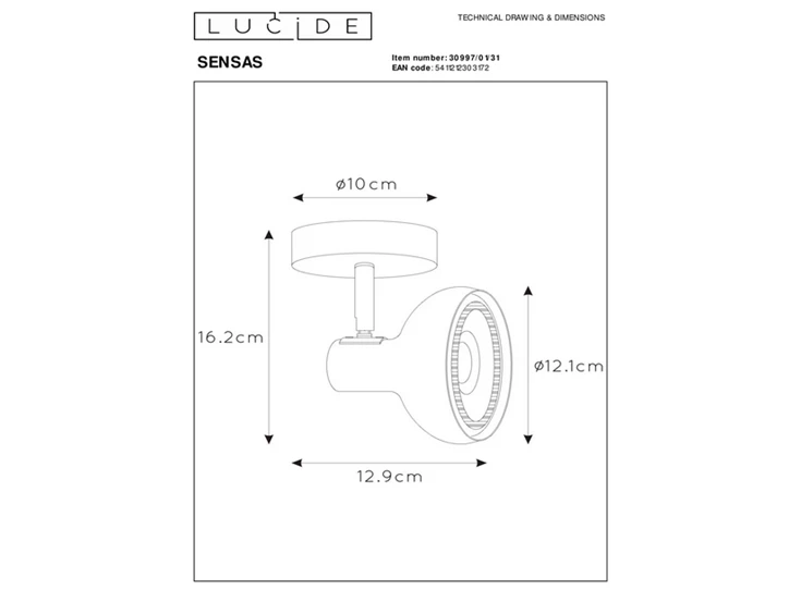 Sensas wandspot wit afmeting