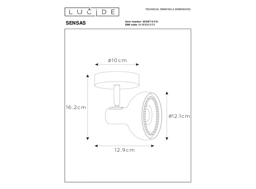 Sensas wandspot wit afmeting