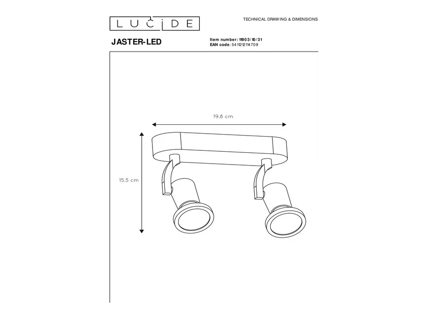 Jaster led plafondspot wit afmeting