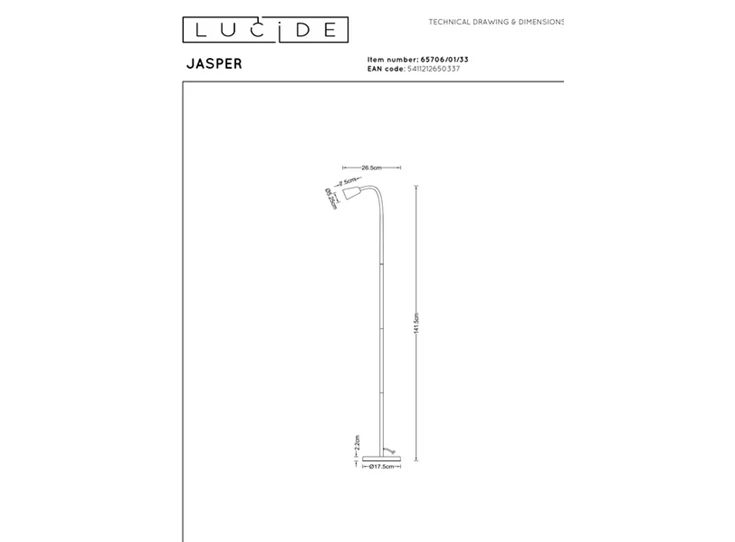 Jasper leeslamp groen GU10 afmeting
