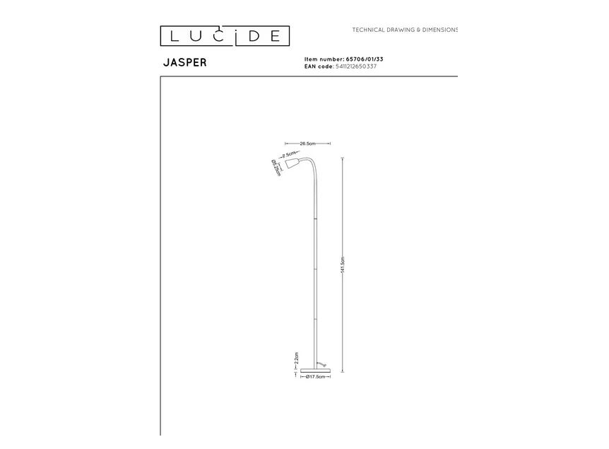 Jasper leeslamp groen GU10 afmeting
