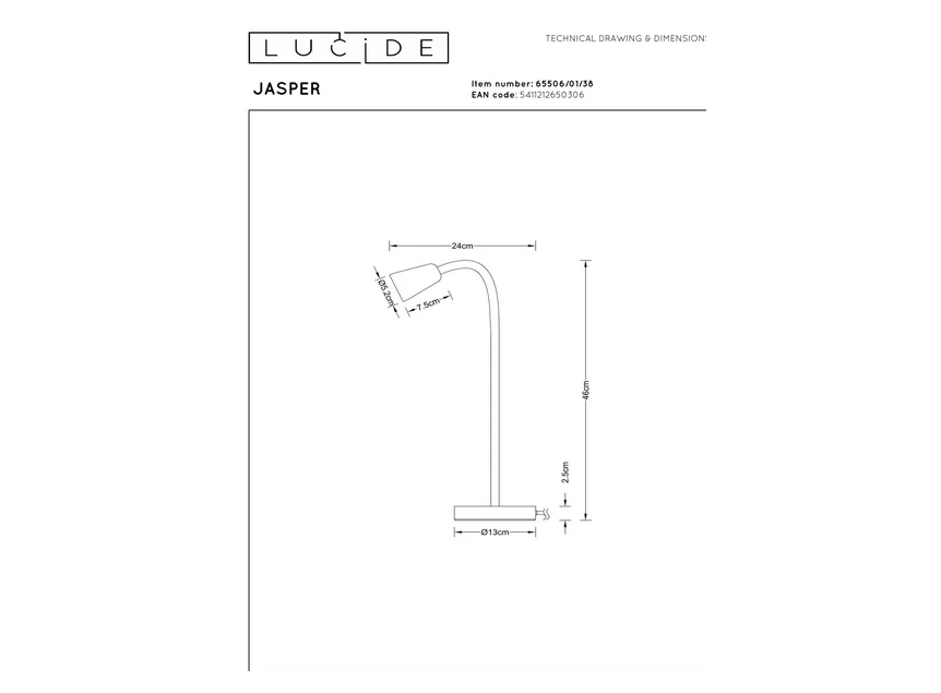 Jasper tafellamp beige GU10 afmeting