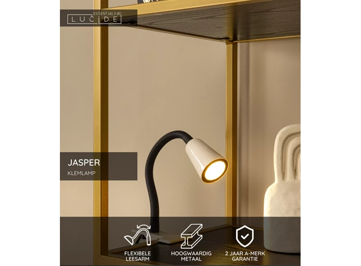 Jasper klemlamp beige GU10 info