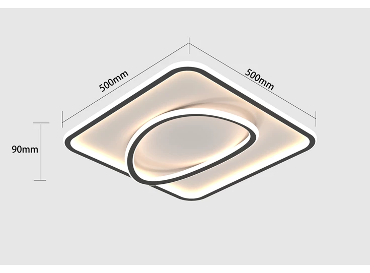 LED-plafondlamp PERALEJO wit/zwart vierkant afmeting