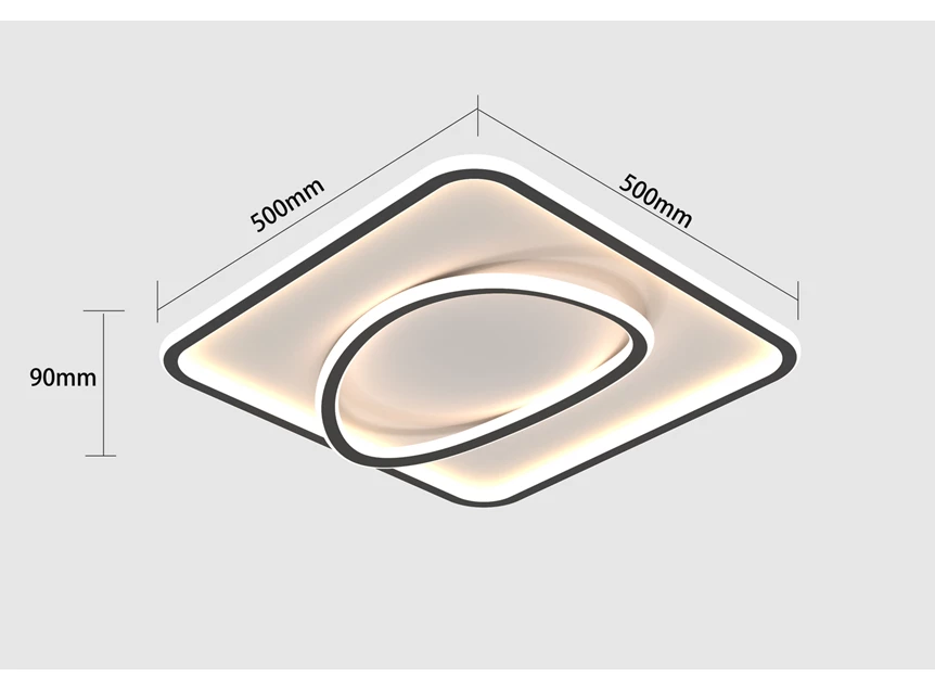 LED-plafondlamp PERALEJO wit/zwart vierkant afmeting