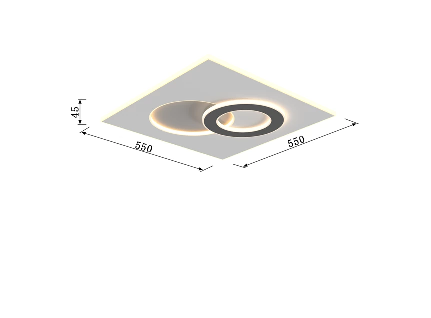 LED-plafondlamp PERALEJO vierkant 2 cirkels afmetingen