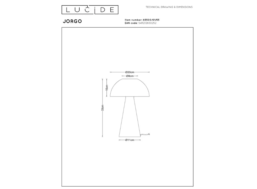 Jorgo tafellamp terracotta afmeting