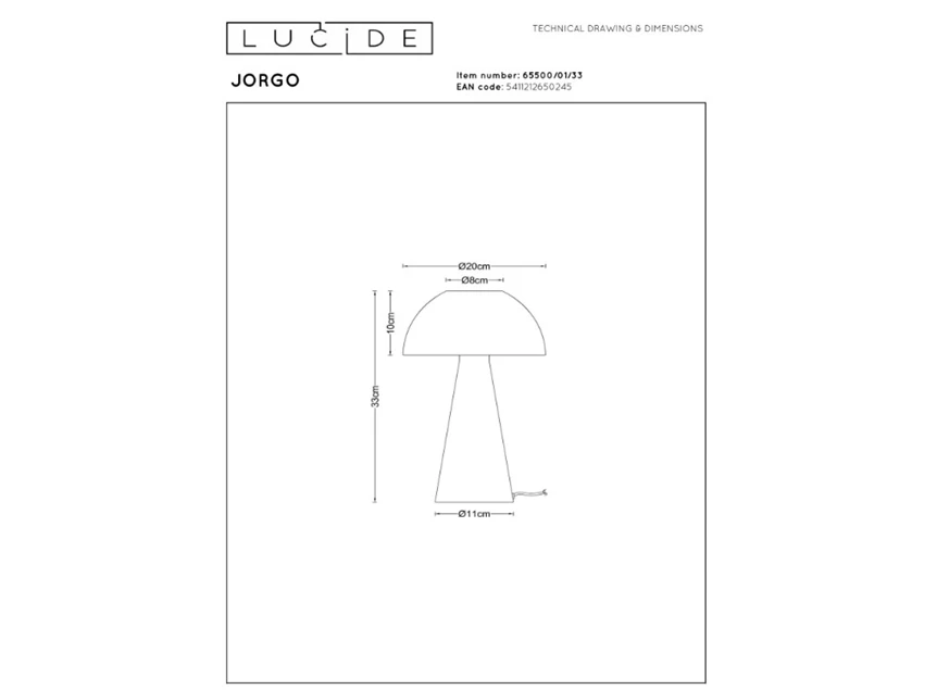 Jorgo tafellamp groen afmeting