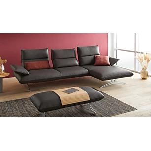 Salon Caio EL P2 longchair leder zwart Koinor