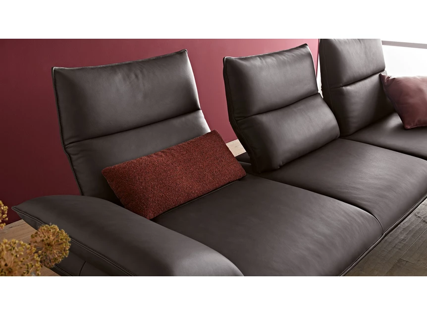 Verstelbare rugleuning Salon Caio EL P2 longchair leder zwart Koinor