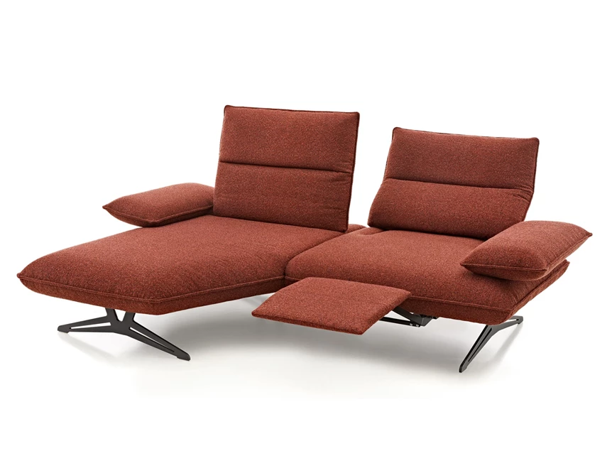 Verstelbaar Compacte Salon Caio stof terracotta PS3 TR schuine longchair Koinor