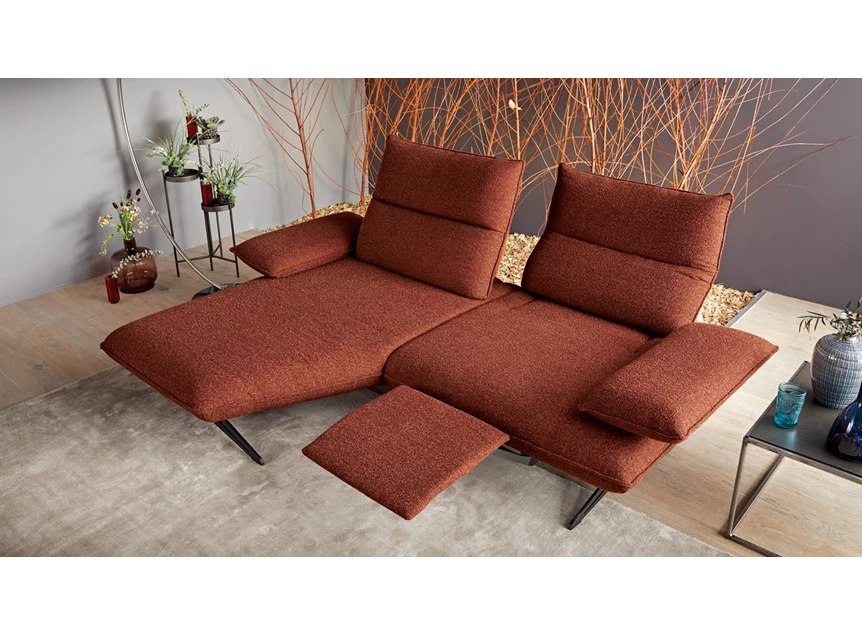 Verstelbare rugleuning Compacte Salon Caio stof terracotta PS3 TR schuine longchair Koinor