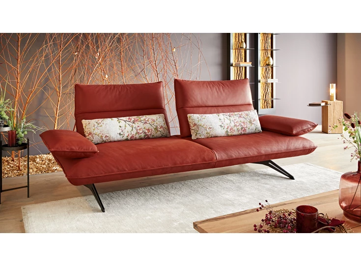 Sfeerfoto Salon canapé Caio leder terracotta Koinor