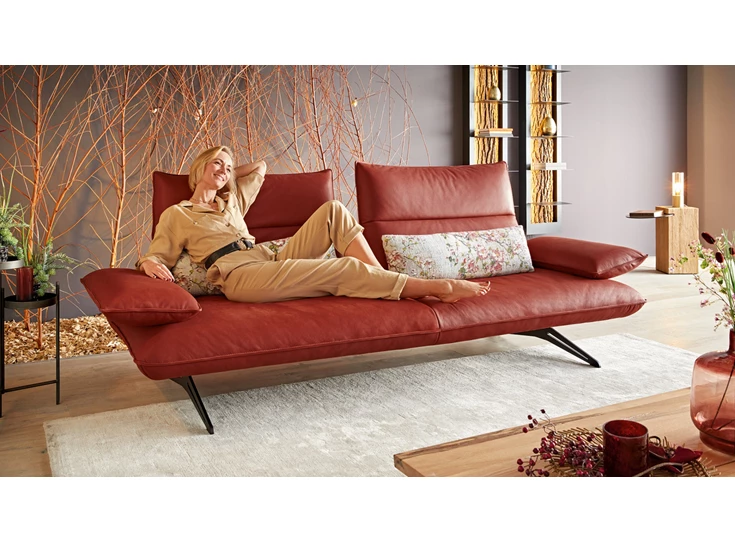 Diepe zit Salon canapé Caio leder terracotta Koinor