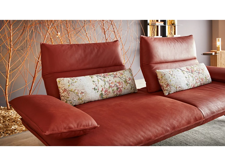 Diepteverstelling Salon canapé Caio leder terracotta Koinor