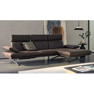 Salon MR 455 met longchair microvezelleder bruin Musterring