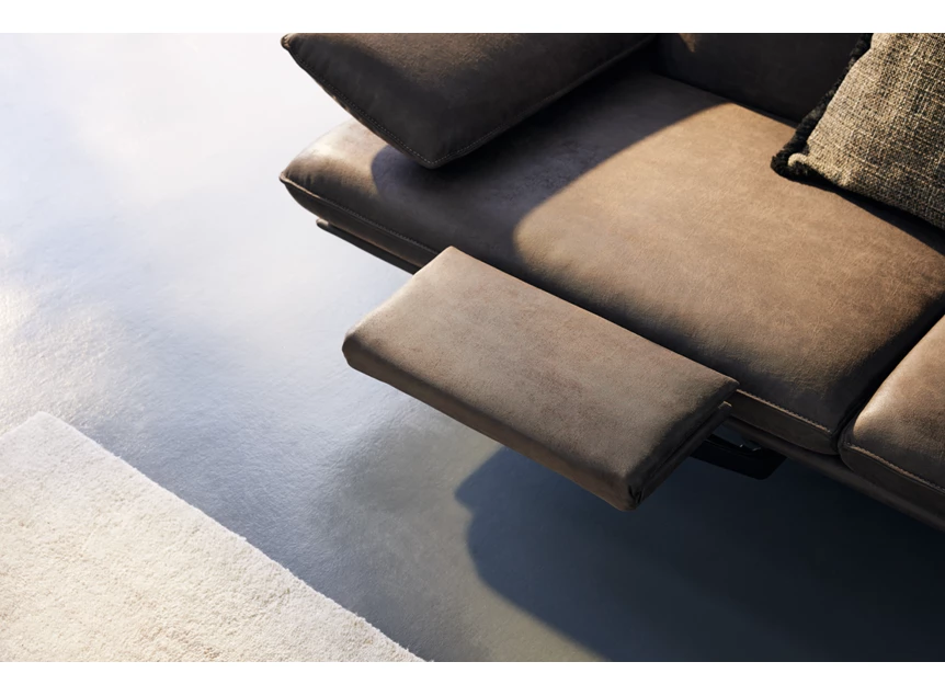 Voetensteun Salon MR 455 met longchair microvezelleder bruin Musterring