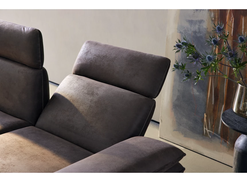 Verstelbare rug Salon MR 455 met longchair microvezelleder bruin Musterring