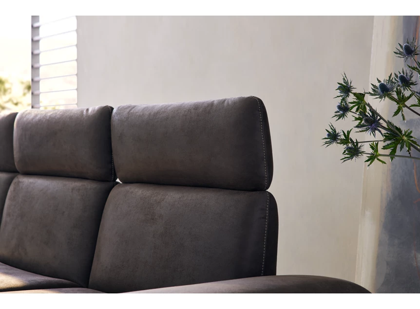 Hoofdsteun Salon MR 455 met longchair microvezelleder bruin Musterring