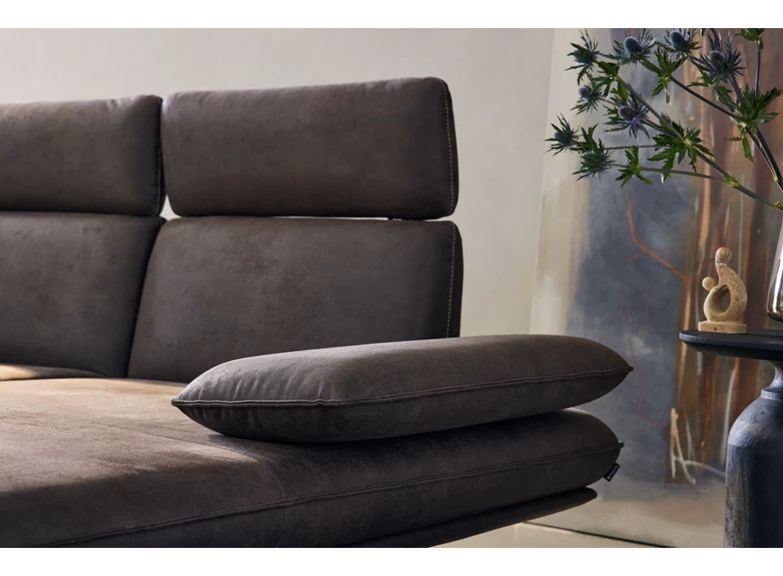 Armleuning Salon MR 455 met longchair microvezelleder bruin Musterring