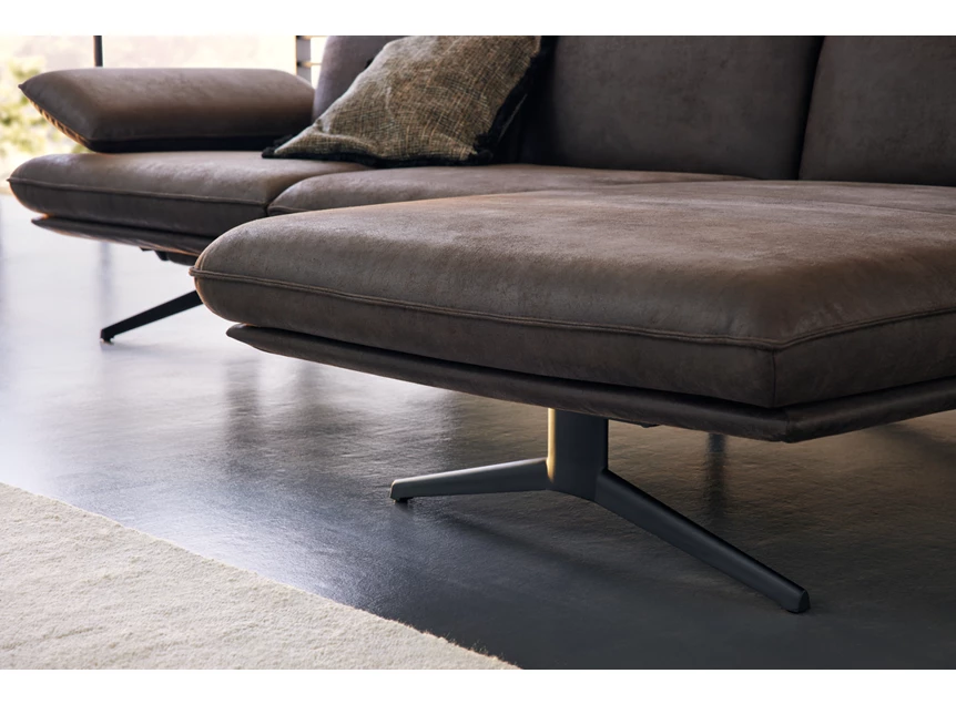 Onderstel Salon MR 455 met longchair microvezelleder bruin Musterring