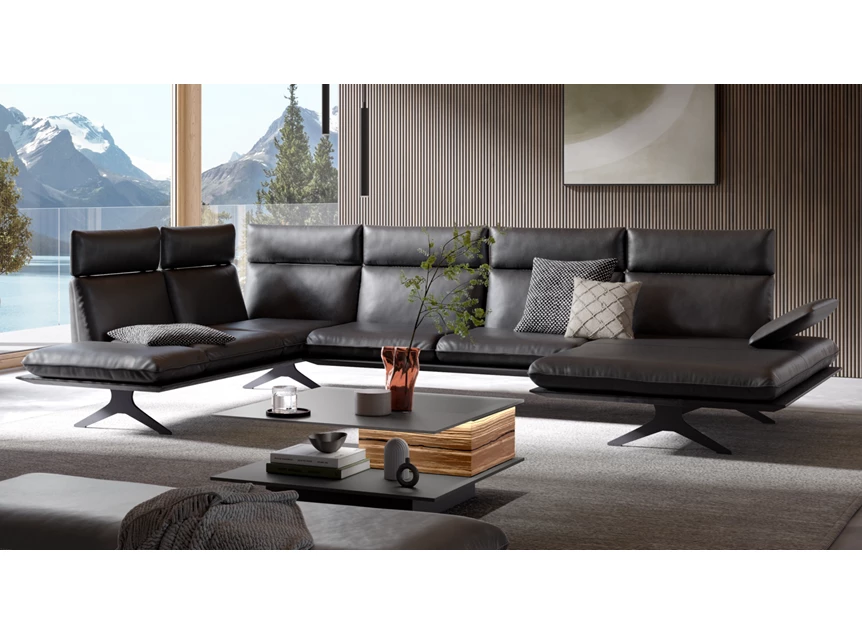 Grote hoeksalon MR 455 leder zwart Musterring