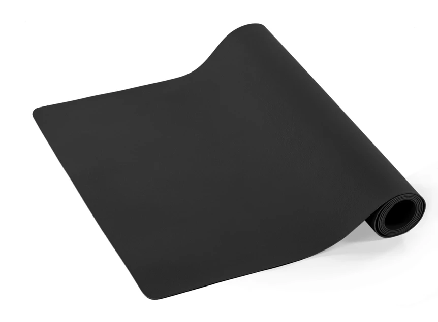 tafelloper leather look zwart 45x145