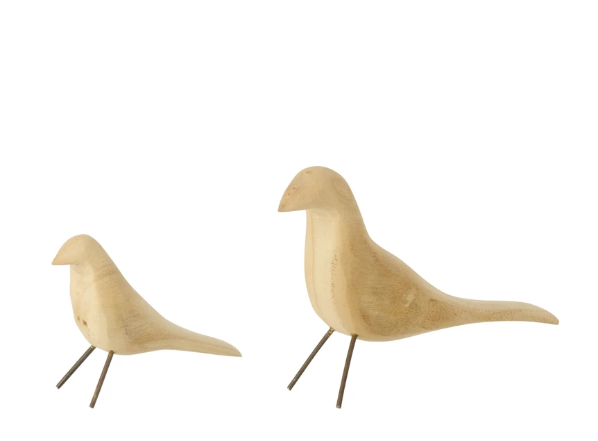 S/2 vogels staand paumpwniahout nat/zw