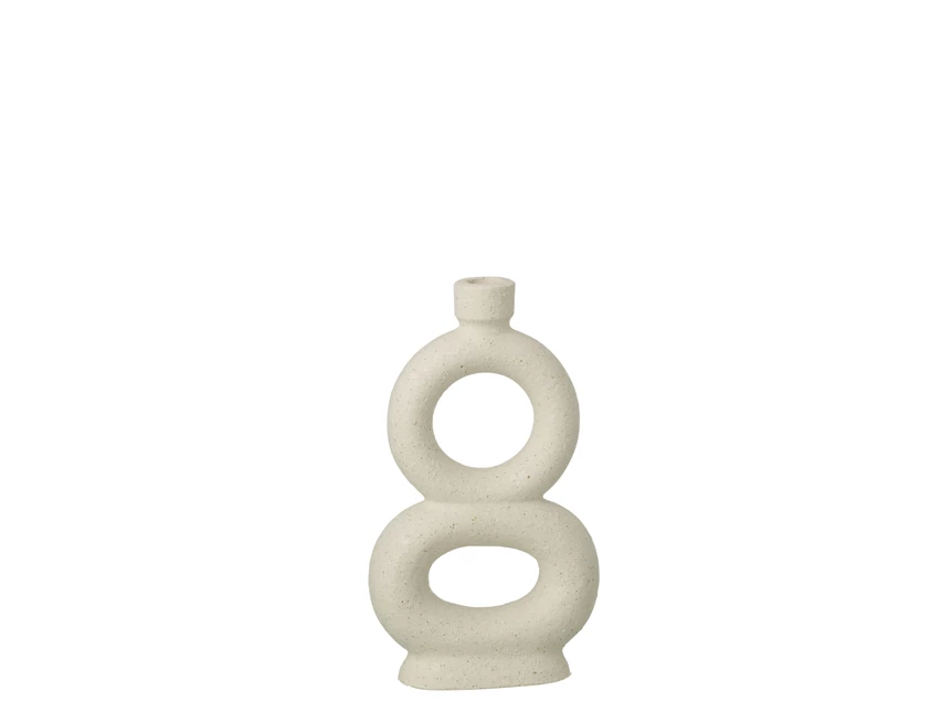 Vaas soli 2 rings steengoed gebroken wit L