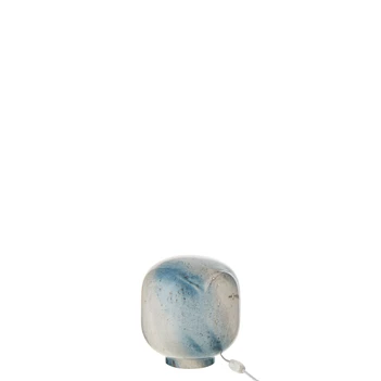 Tafellamp bola glas blauw/wit S