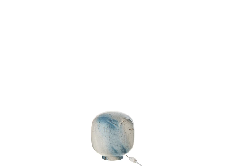 Tafellamp bola glas blauw/wit S