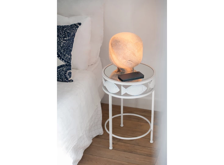 Tafellamp bola glas blauw/wit S sfeer