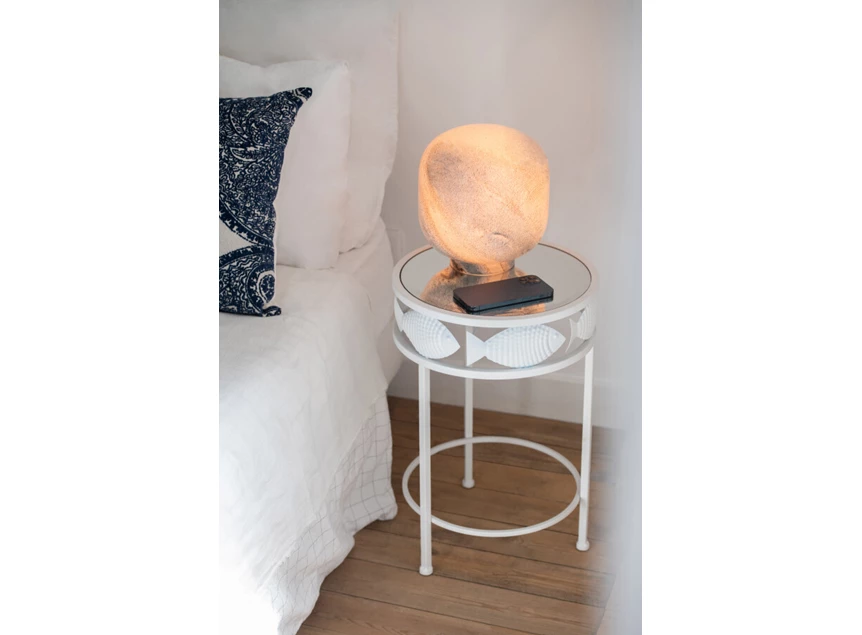 Tafellamp bola glas blauw/wit S sfeer